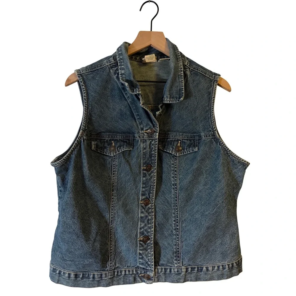St Johns Bay‎ Denim Jacket Womens XL Blue Excellent Cotton Trucker Button Up